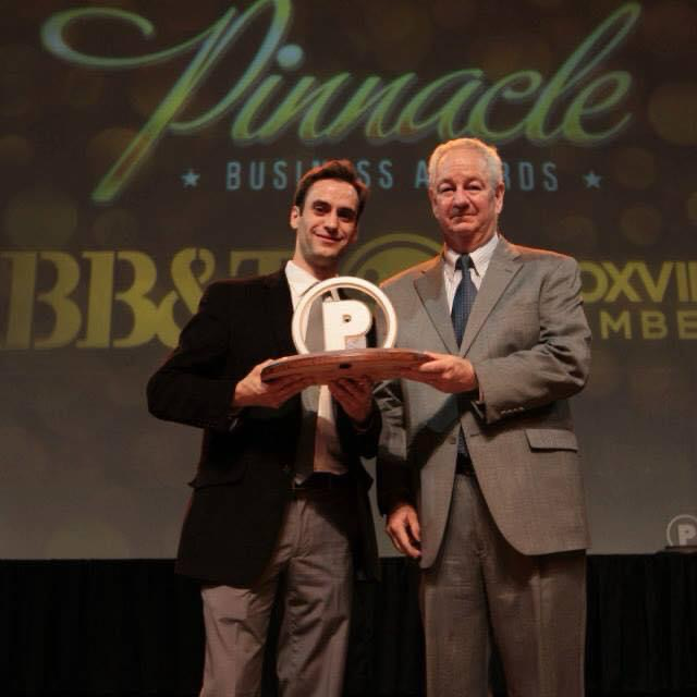 Matt Tunstall receiving the 2013 Knoxville Chamber Pinnacle Young Entrepreneur Award